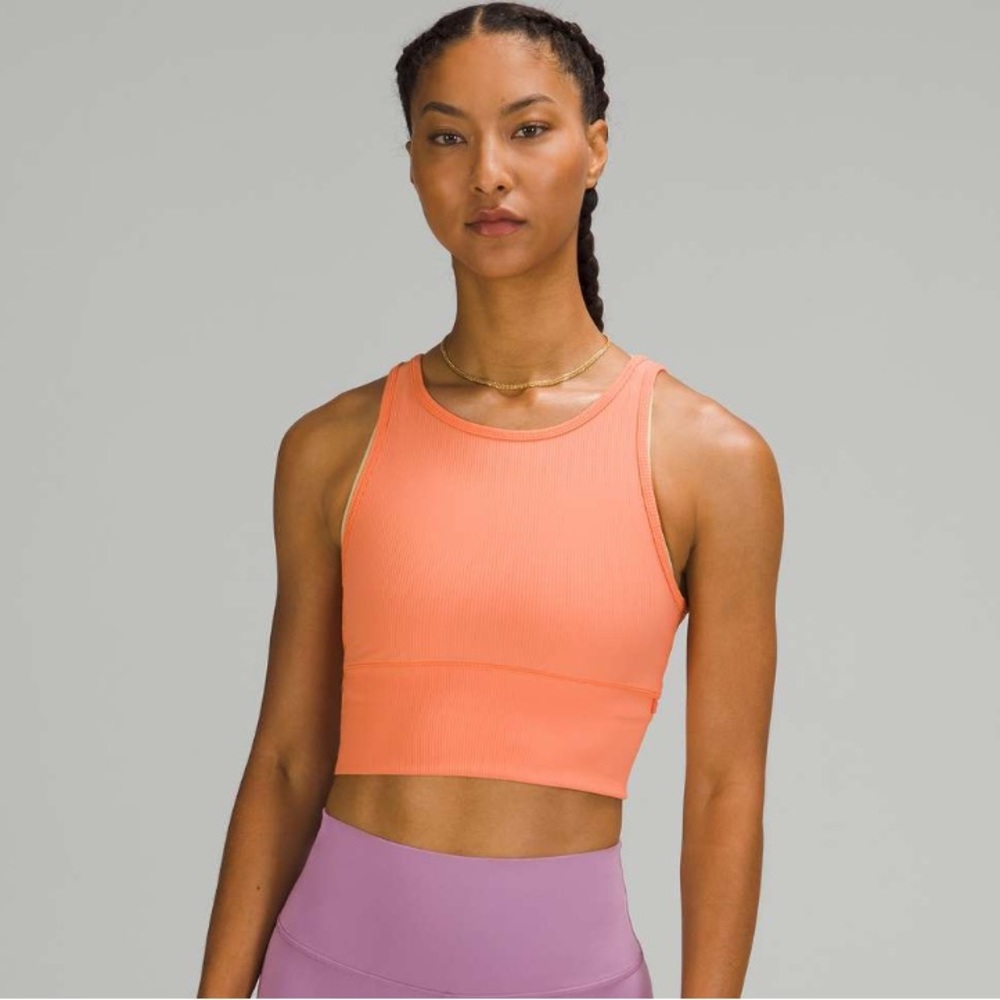 LULULEMON orange power pivot tank ribbed - Picture 1 of 8